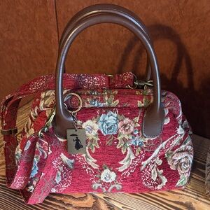 Elegant Floral Red Satchel